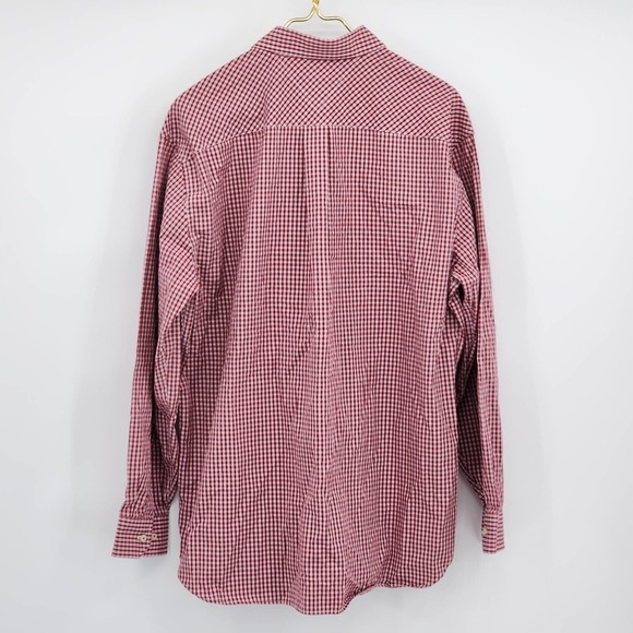 Tommy Hilfiger 80's Two Ply Cotton Red White Button Up Men's Size XL - Picture 4 of 7